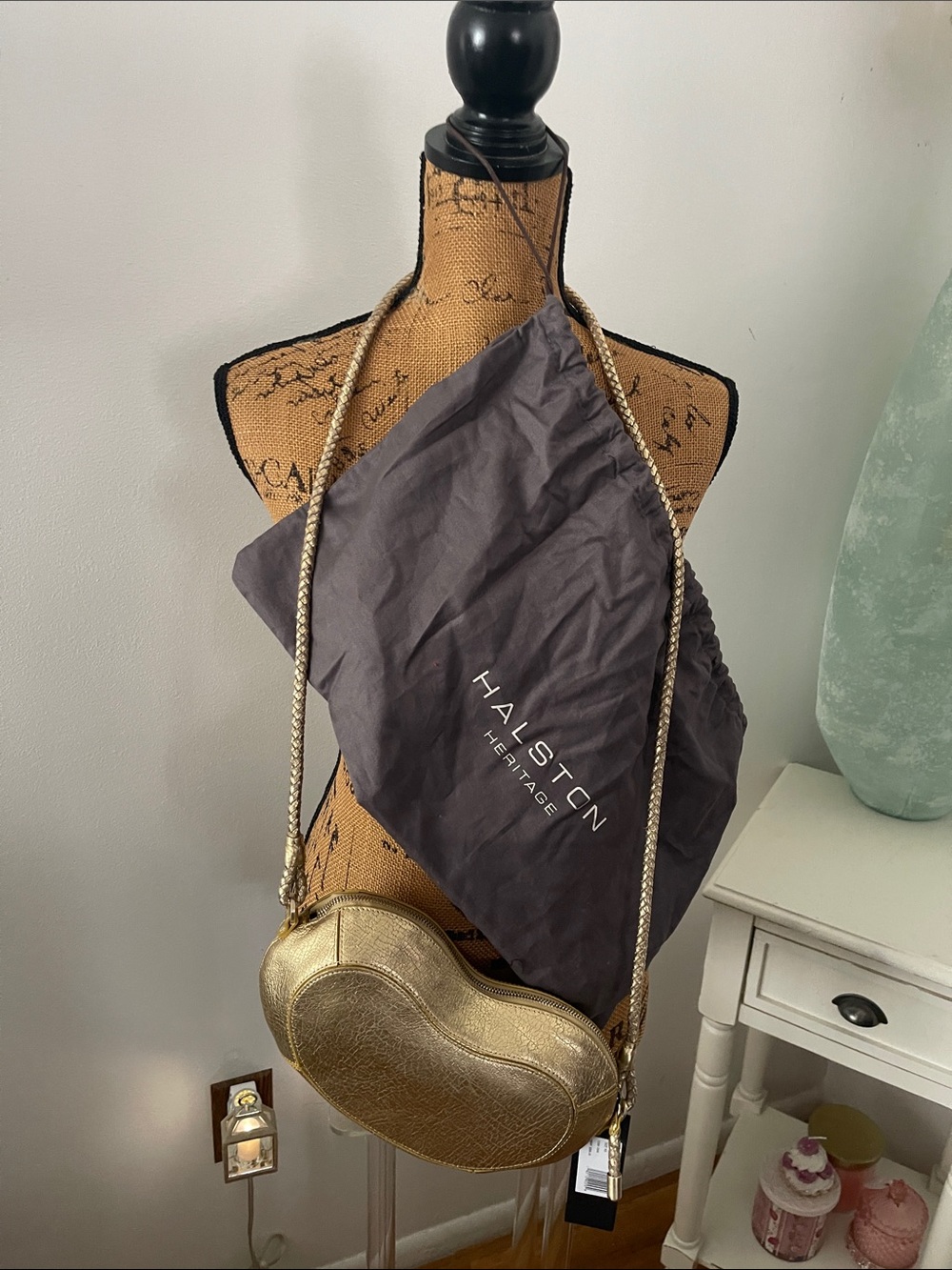 Halston Heritage Metallic Gold Kidney Bean Shoulder Bag